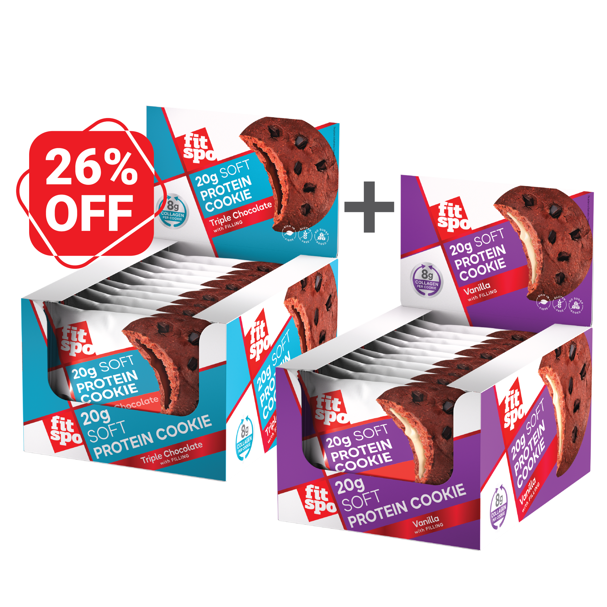 Бъндъл Протеинови Кукита FitSpo Ванилия и Троен шоколад