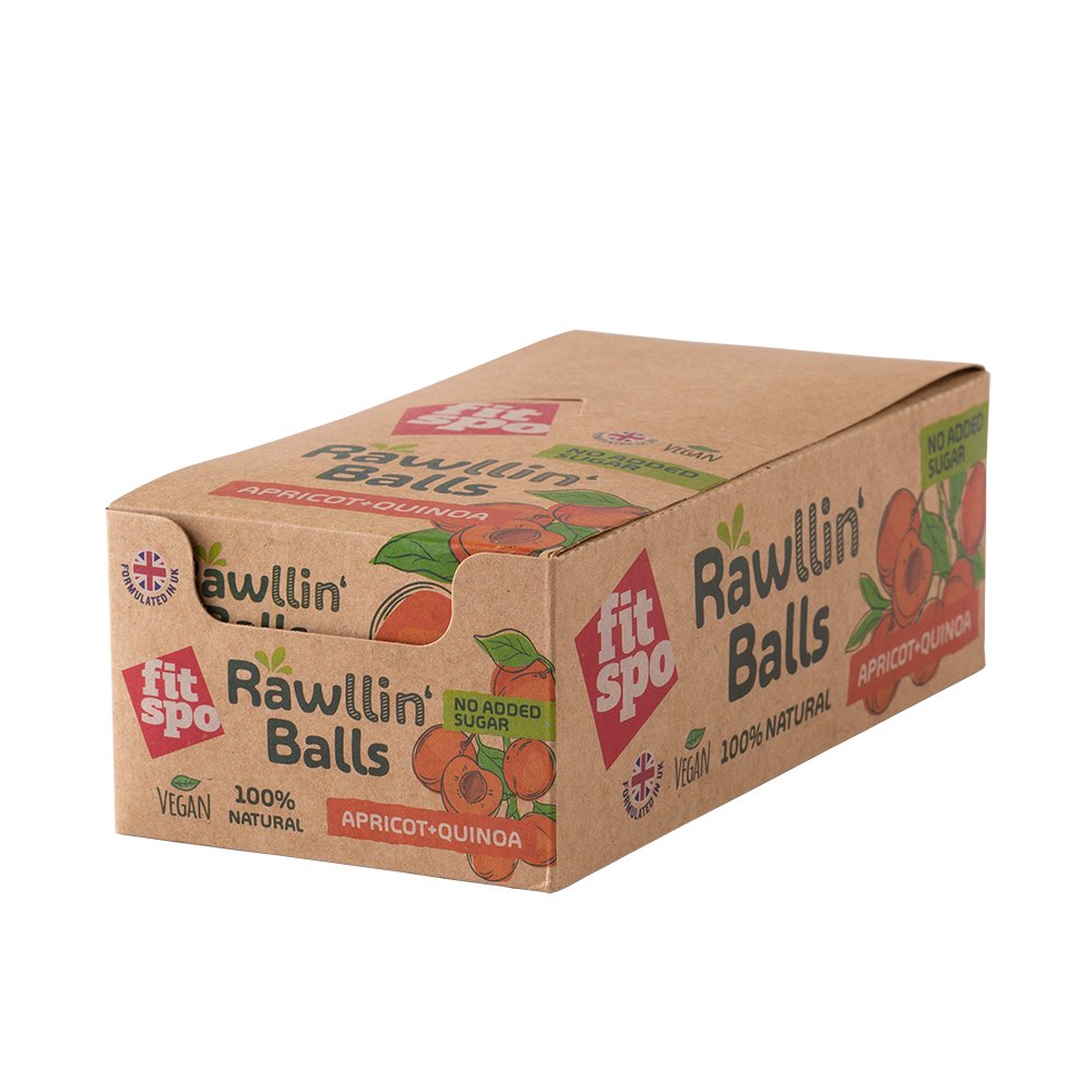 Сурови веган бонбони FitSpo Rawling balls Apricot and Quinoa, 12x48g