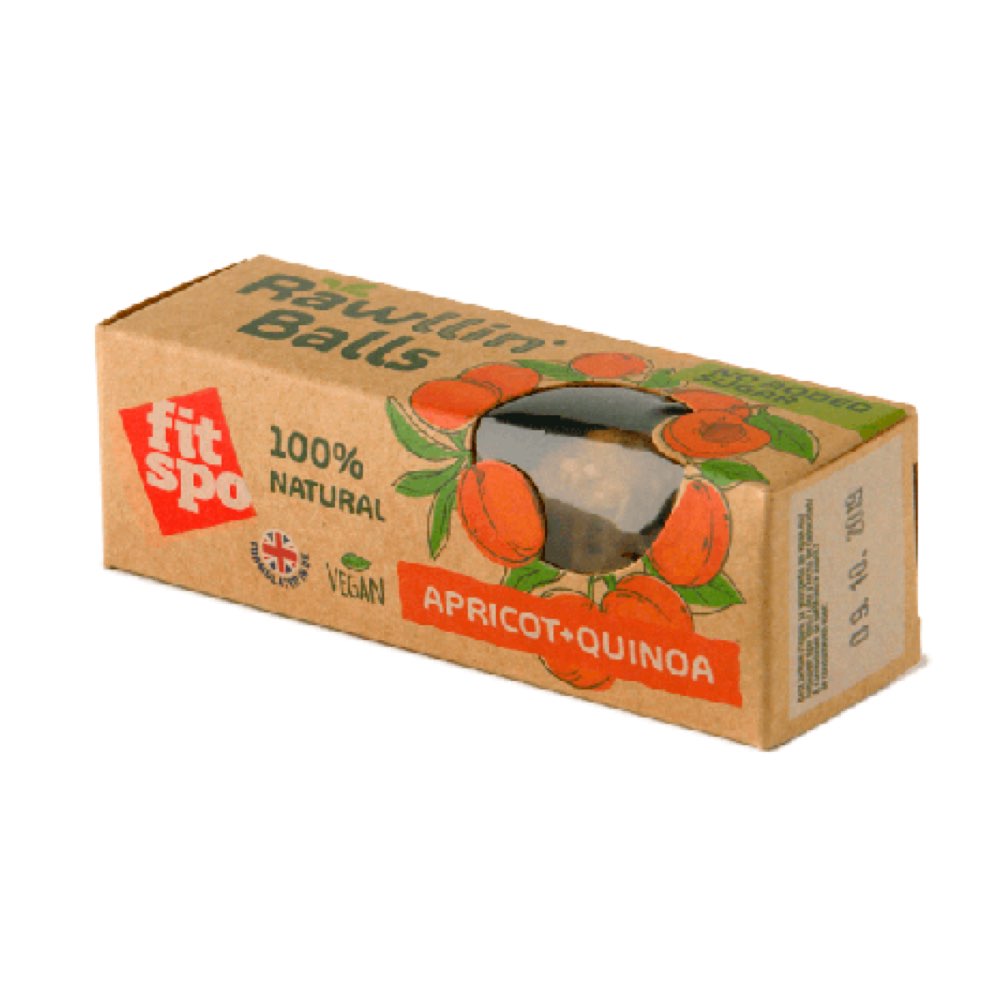 Сурови веган бонбони FitSpo Rawling balls Apricot and Quinoa, 12x48g