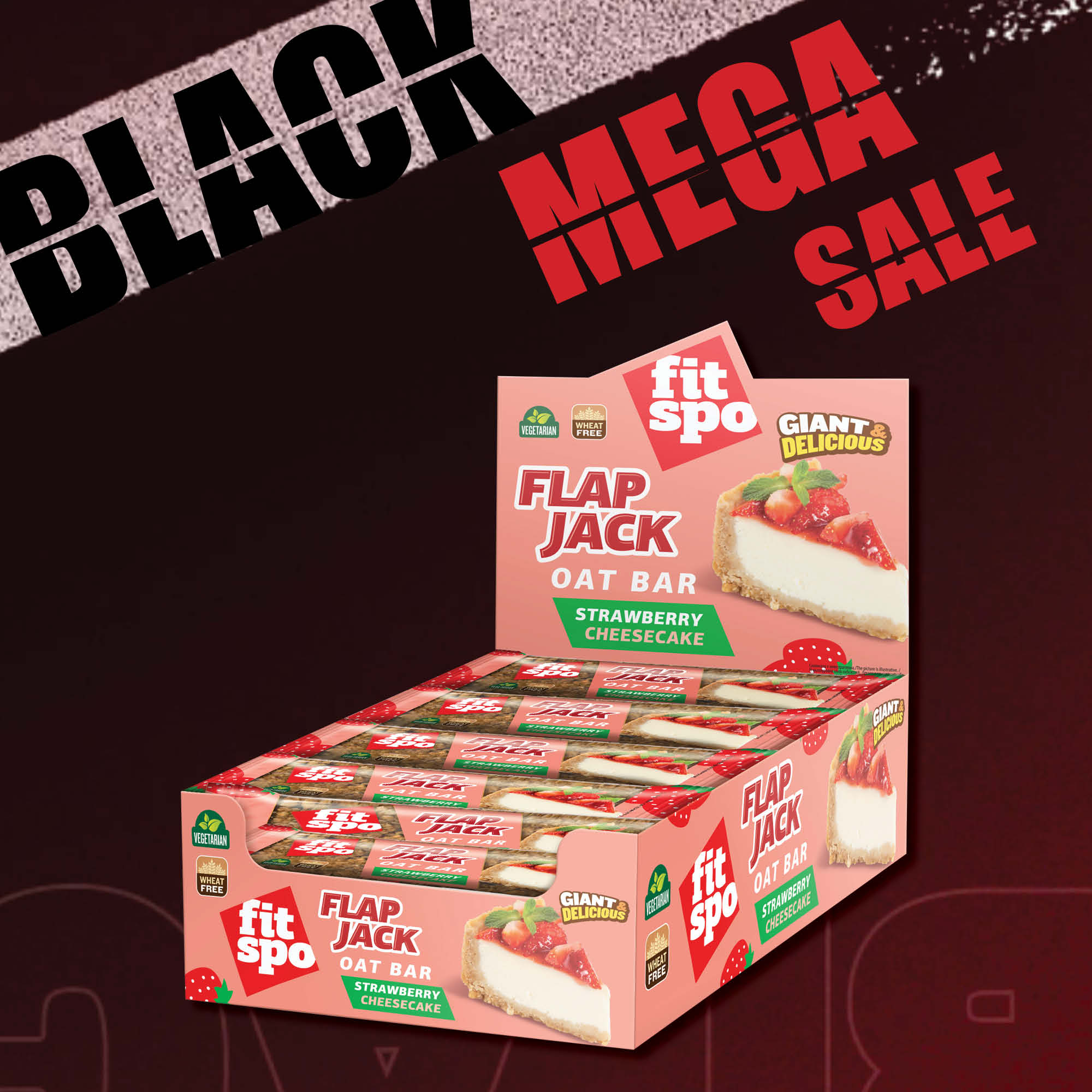 Black Mega Sale Promo Flapjack Strawberry Cheesecake