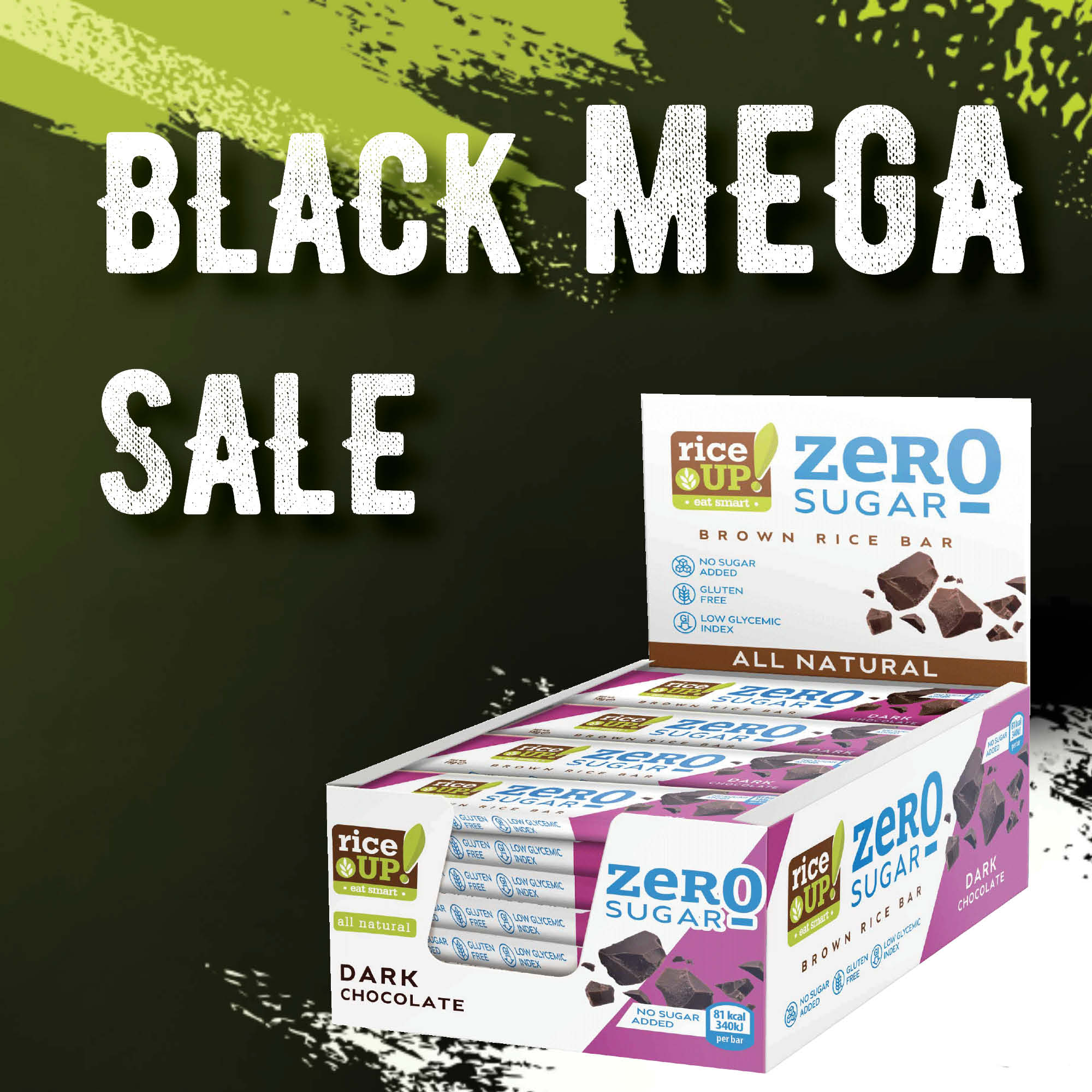 Black Mega Sale Promo RiceUp ZERO SUGAR Rice bar Dark Chocolate