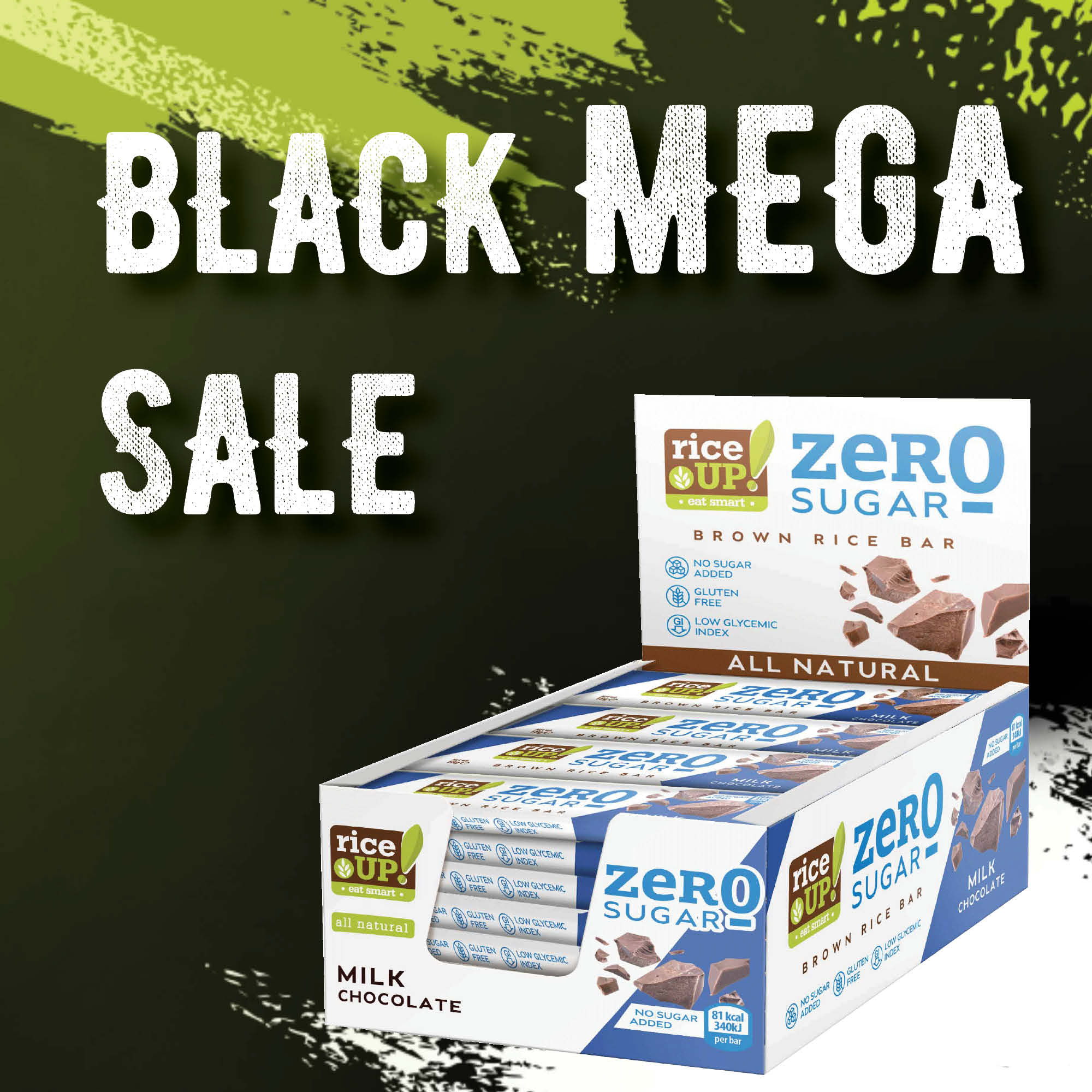 Black Mega Sale Promo RiceUp ZERO SUGAR Rice bar Milk Chocolate